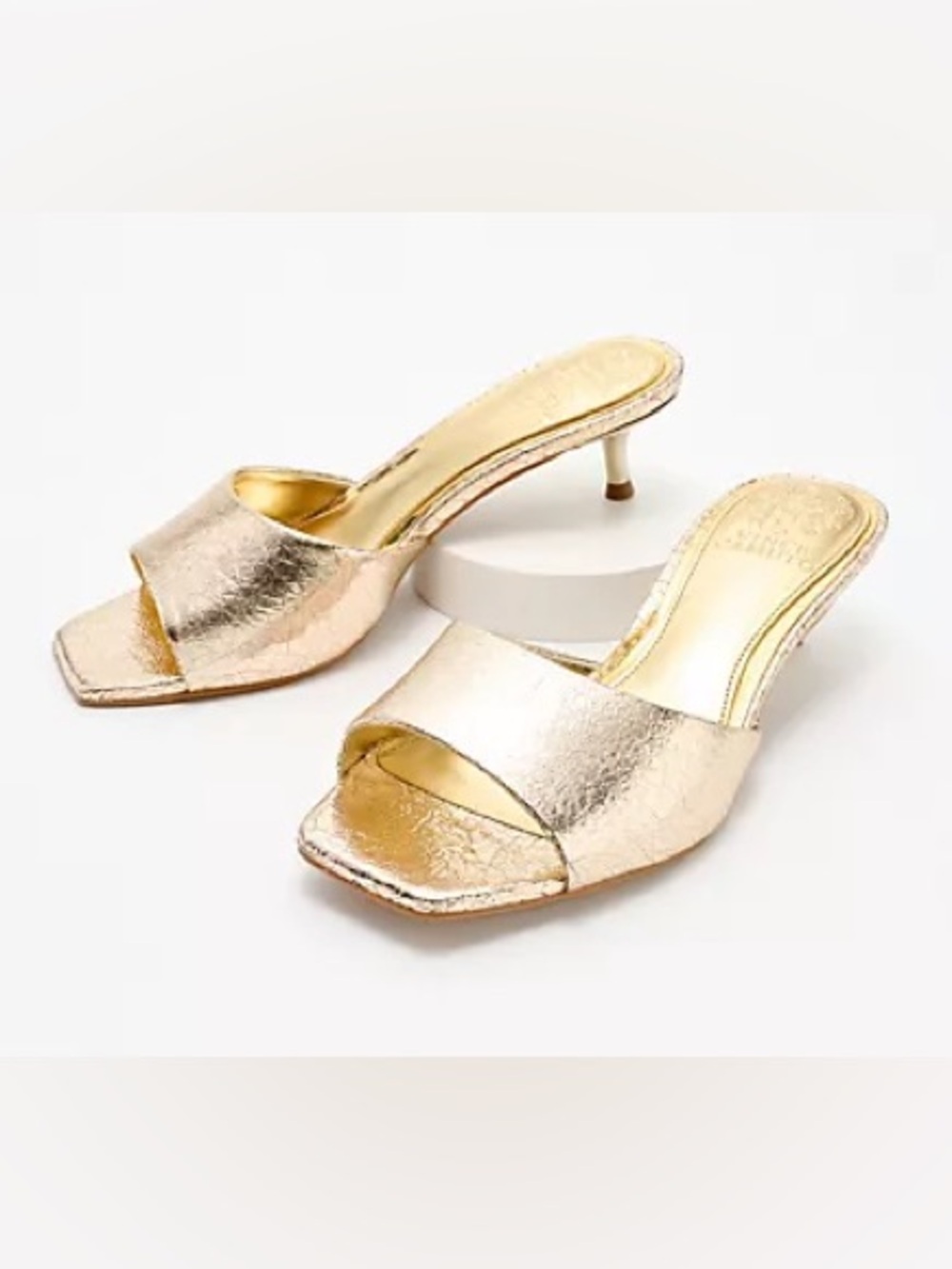 Vince Camuto Leather Kitten Mules